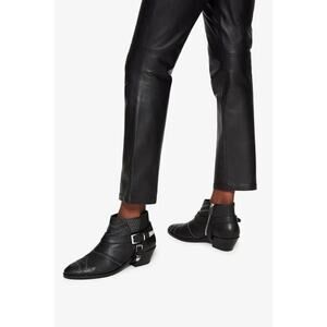 Anine Bing Bianca Leather Boots/Booties Black Silver Gunmetal Studs Size US 6